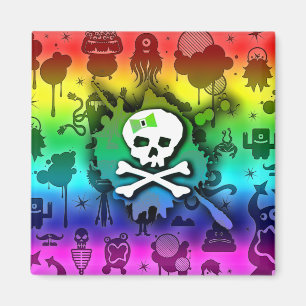Imán Kawaii Rainbow Skull