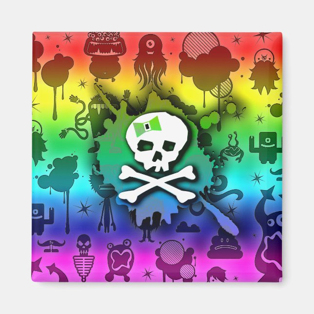 Imán Kawaii Rainbow Skull (Frente)
