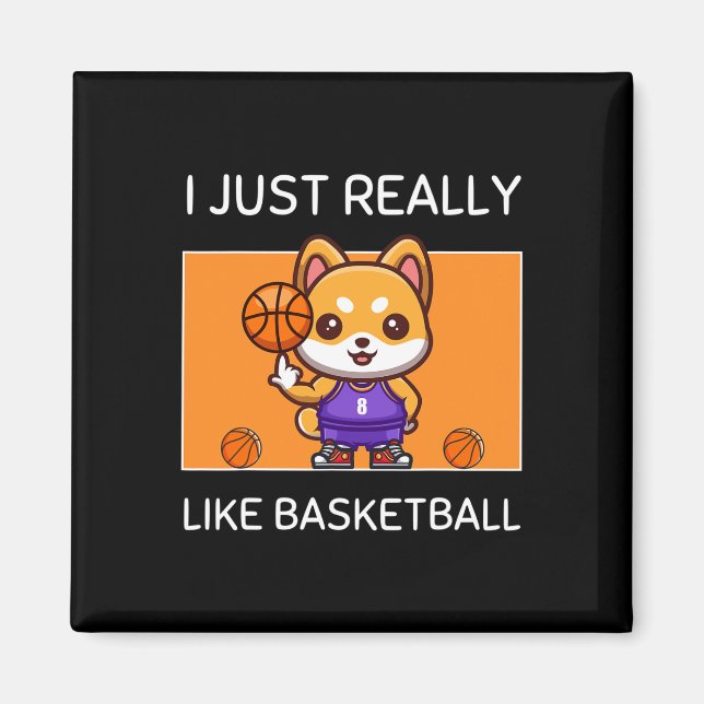 Imán Kawaii Shiba Inu Me Gusta El Basketbal (Frente)