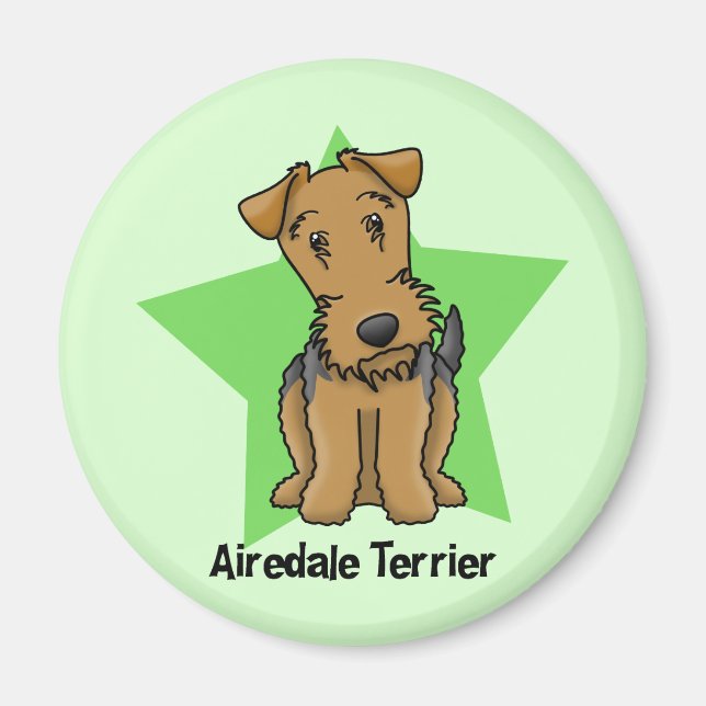 Imán Kawaii Star Airedale Terrier (Frente)