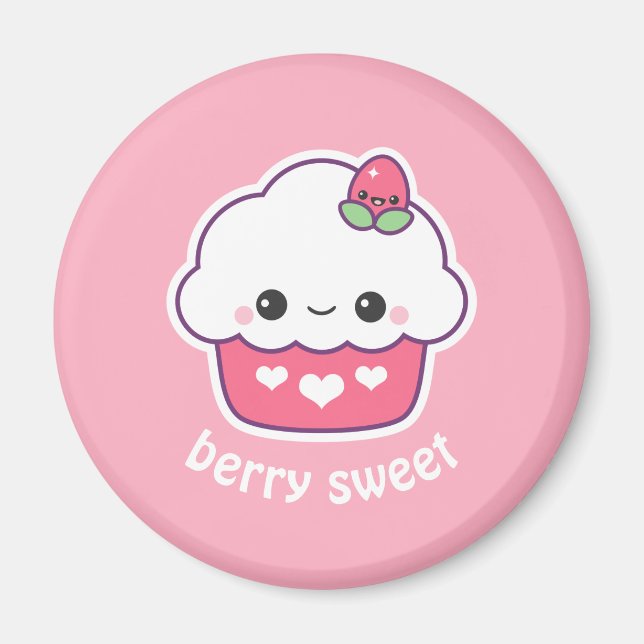 Imán Kawaii Strawberry Cupcake (Frente)