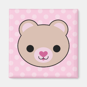 Imán Kawaii Teddy Bear Pink Polka Dots Magnet