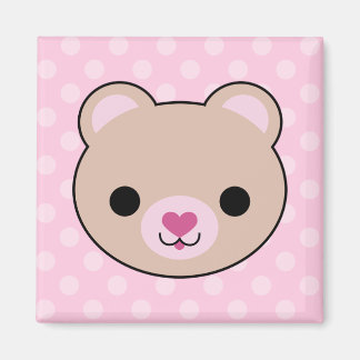Imán Kawaii Teddy Bear Pink Polka Dots Magnet
