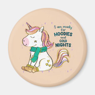 Imán Kawaii Unicorn Invierno y frutos secos