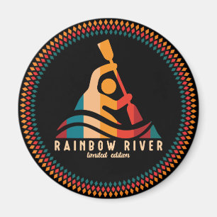 Imán Kayak del río Arcoiris Retro