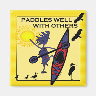Imán Kayak Paddles bien en amarillo