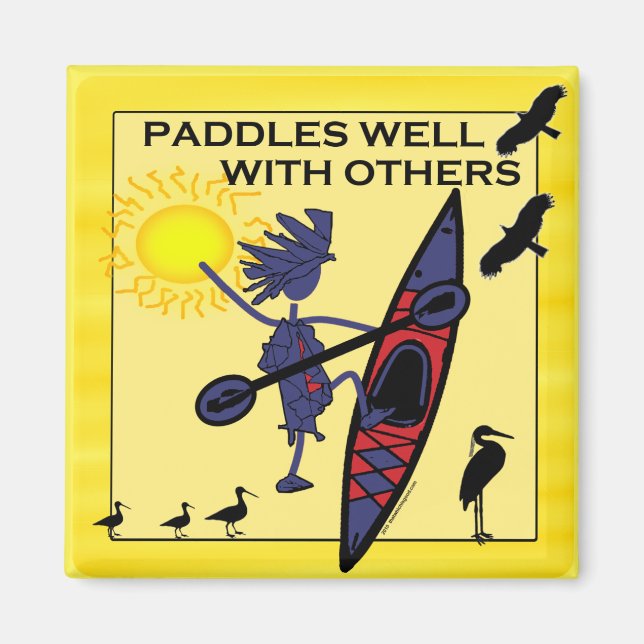 Imán Kayak Paddles bien en amarillo (Frente)