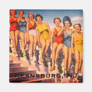 Imán Keansburg de época, NJ Beach Scene - Jersey Shore
