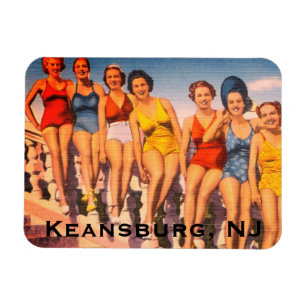 Imán Keansburg de época, NJ Beach Scene - Jersey Shore