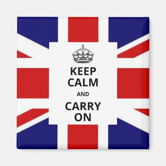 Imán Keep Calm and Carry On Magnet. British Union Jack (Frente)
