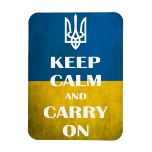 Imán Keep calm and carry on Ukrainian emblem trident  