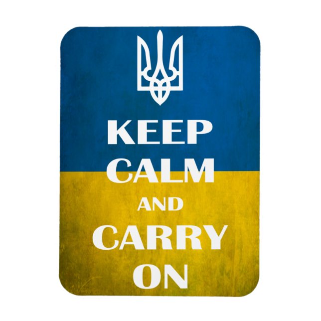 Imán Keep calm and carry on Ukrainian emblem trident   (Vertical)