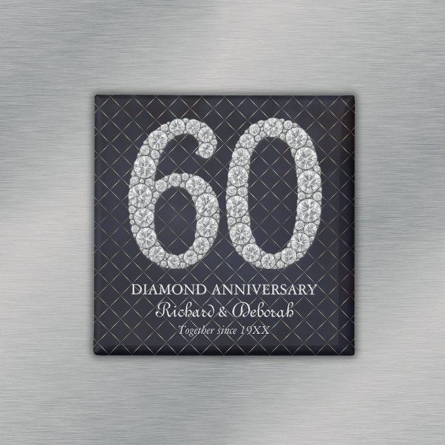 Imán Keepsake, el 60 aniversario de Diamond Boda (Diamond 60th Wedding Anniversary Keepsake Magnet
)