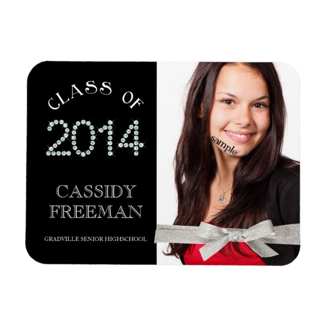 Imán Keepsake Grad Class of 2014 Bling Diamonds (Horizontal)