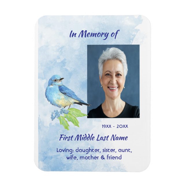 Imán Keepsake Memorial  Bluebird Garden Bird  (Vertical)