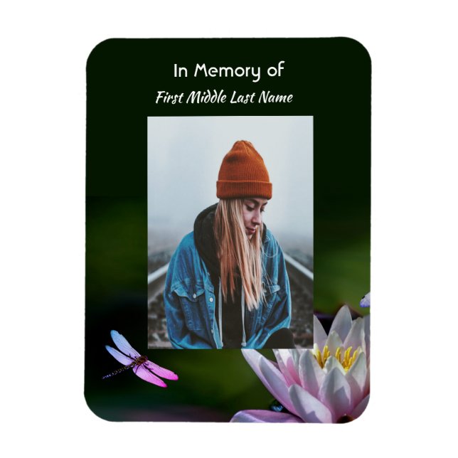 Imán Keepsake Memorial Dragonfly Lotus Flower (Vertical)