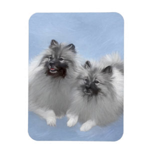Imán Keeshond Pair de Kees pintura animal original