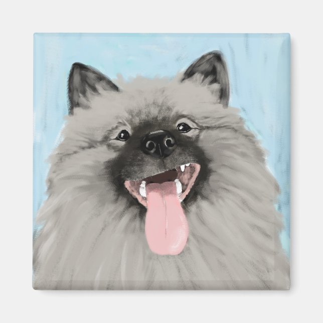 Imán Keeshond sonriente (Frente)