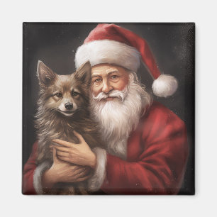 Imán Kelpie australiano con Santa Claus Navidad