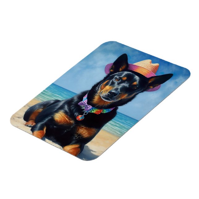 Imán Kelpie australiano en la playa, regalo de verano p (Lado Izquierdo)