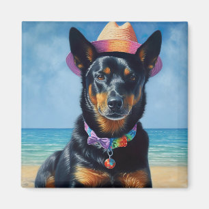 Imán Kelpie australiano en la playa, regalo de verano p