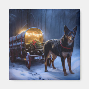Imán Kelpie Australiano Trineo Nevado Decoración Navide