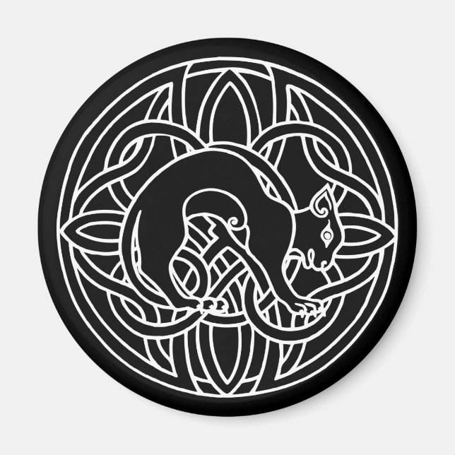 Imán Keltisches Tribal Magische Katze (Frente)