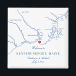 Imán Kennebunkport Maine Map Wedding Favor<br><div class="desc">¡Pedidos rápidos y fáciles! Estos imanes del mapa de Kennebunkport, Maine son la manera perfecta de decir "¡Bienvenidos a Maine!" a los invitados fuera de la ciudad con regalos de bolsos de bienvenida, o personalizares para tu fiesta de bodas. Mueva el corazón haciendo clic en "Editar usando herramienta de diseño"...</div>