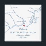 Imán Kennebunkport Maine Map Wedding Favor<br><div class="desc">¡Pedidos rápidos y fáciles! Estos imanes del mapa de Kennebunkport, Maine son la manera perfecta de decir "¡Bienvenidos a Maine!" a los invitados fuera de la ciudad con regalos de bolsos de bienvenida, o personalizares para tu fiesta de bodas. Mueva el corazón haciendo clic en "Editar usando herramienta de diseño"...</div>