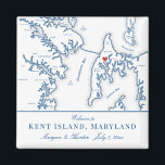 Imán Kent Island Maryland Mapa de destino Favor de la b<br><div class="desc">¡Pedidos rápidos y fáciles! Estos imanes de mapa de Kent Island MD hacen grandes favores de boda para incluir en su destino de Maryland bolsos de bienvenida. Mueva el corazón haciendo clic en "Editar usando herramienta de diseño" en "Personalizar". Este elegante imán de mapas de bodas de Kent Island es...</div>