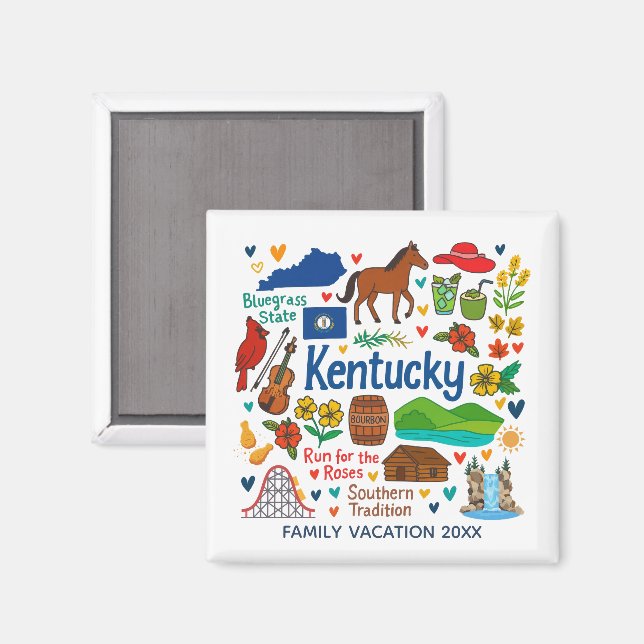 Imán Kentuky Family Trip Keepsake Personalized (Anverso/Reverso)