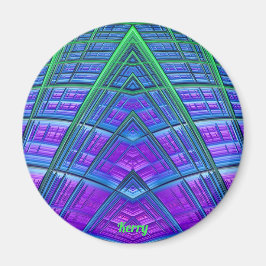 Imán KERRY ~Azul, Verde y Púrpura ~ Resumen fractal ~