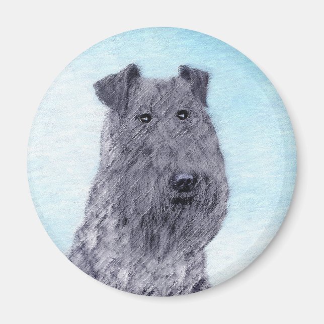 Imán Kerry Blue Terrier Pintura Cute Original Perro Art (Frente)