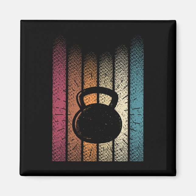 Imán Kettlebell Retro Workout Power Bodybuilder (Frente)