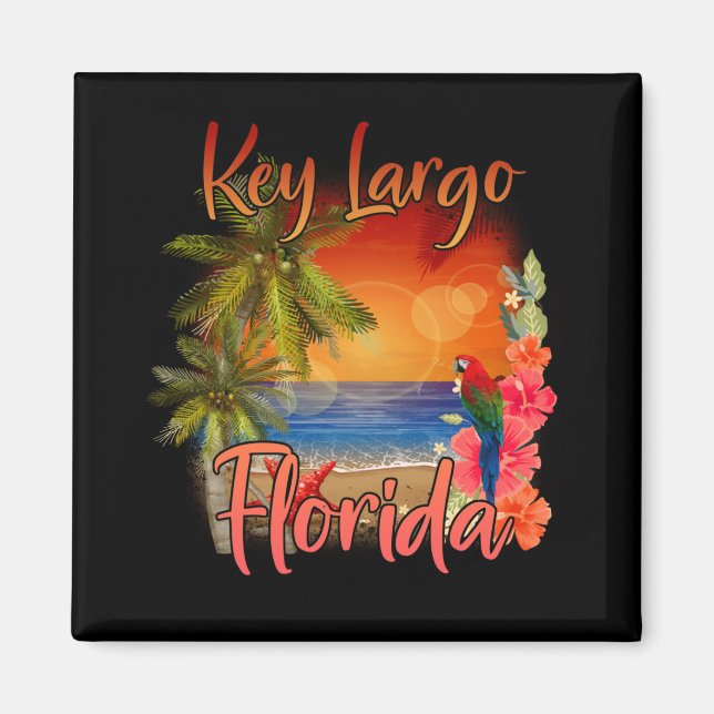 Imán Key Largo Florida Keys Tropical Beach Sunset (Frente)