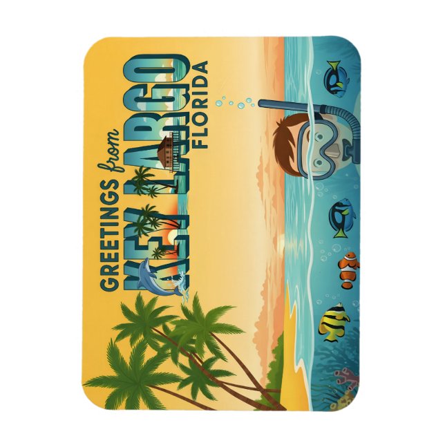 Imán Key Largo Florida – Vacaciones Tropicales (Vertical)