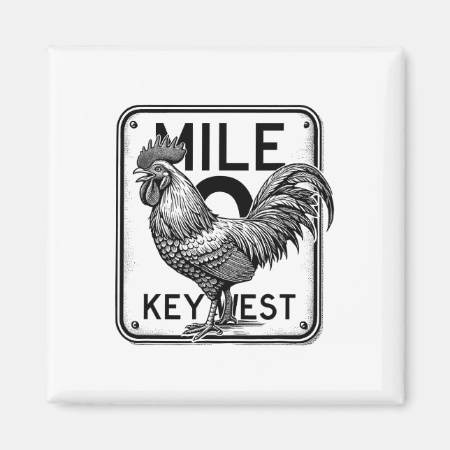 Imán Key West Florida Pollo Retro Milla 0 Gallo Milla (Frente)