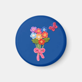 Imán Keychain de impresión crochet de flores