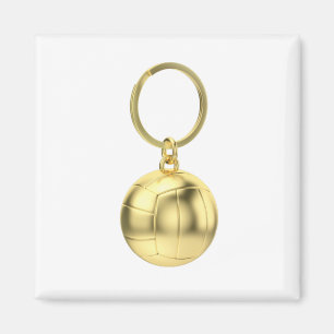Imán Keychain de oro con voleibol