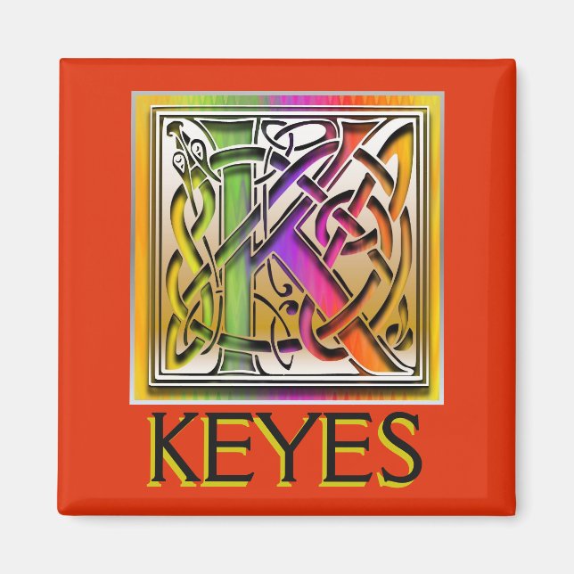 Imán KEYES Monograma "Aurora Celta" Magnet cuadrado (Frente)