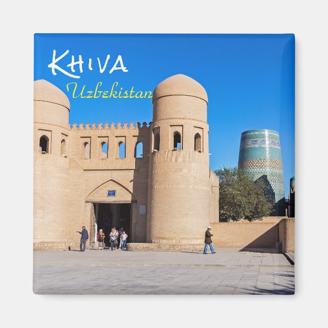 Imán Khiva, Uzbekistán - Puerta con torreta doble (Frente)