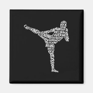 Imán Kickboxer Artes Marciales Tipografía Hombres Niños