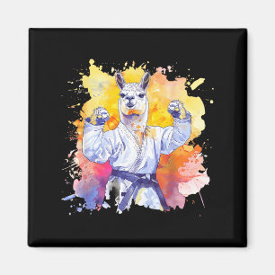 Imán Kickboxing Kung Fu Acuarela Taekwondo Llama