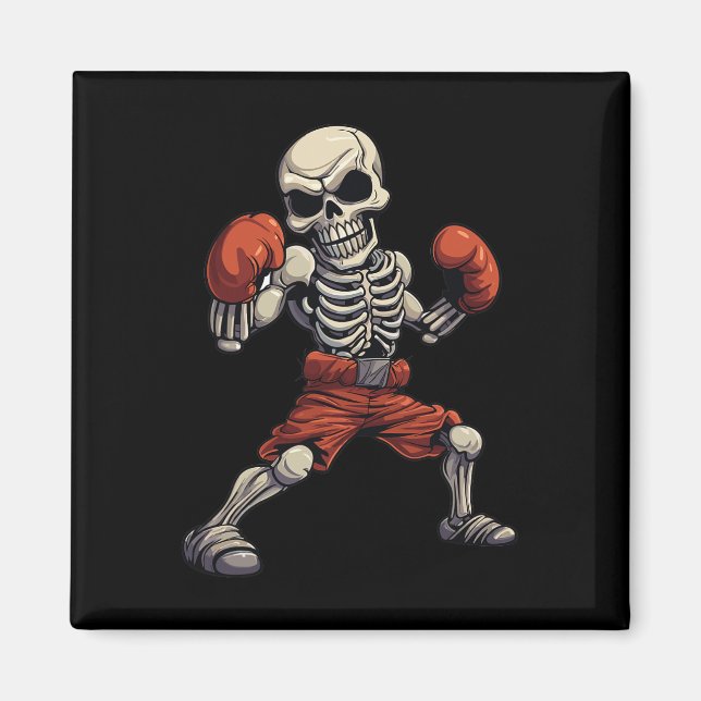 Imán Kickboxing Skeleton Boxing divertido boxeo (Frente)