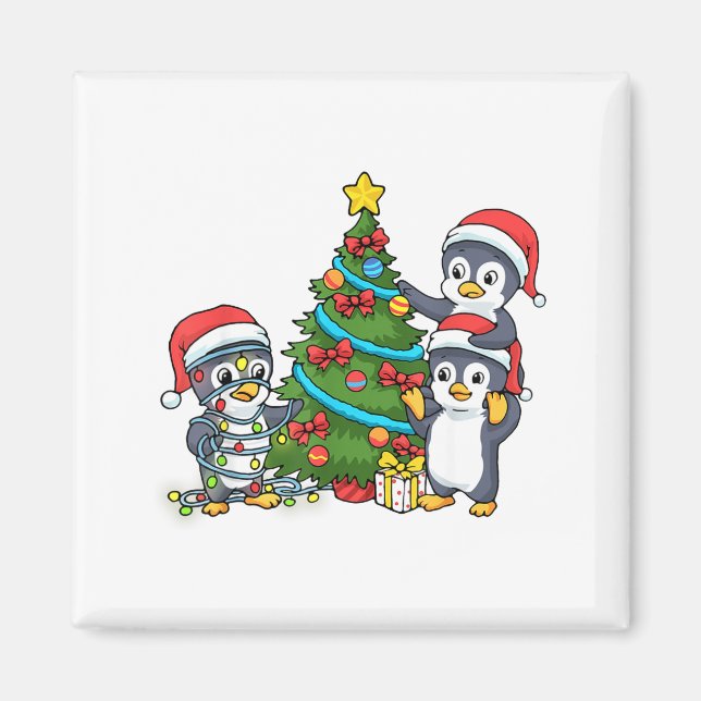 Imán Kids Christmas Penguin Christmas Tree Lights Baubl (Frente)