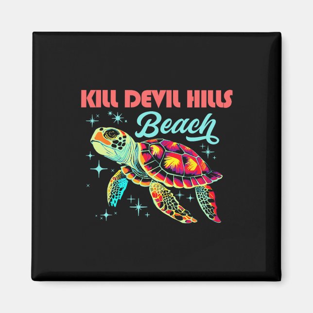 Imán Kill Devil Hills Beach Nc Artistic Sea Turtle Retr (Frente)