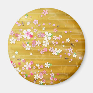 Imán Kimono de Sakura del oro - diseño del japonés