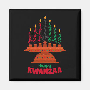 Imán Kinara Siete Velas Principios de Kwanzaa Feliz K