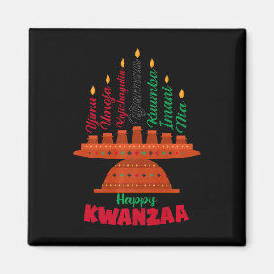 Imán Kinara Siete Velas Principios de Kwanzaa Feliz K