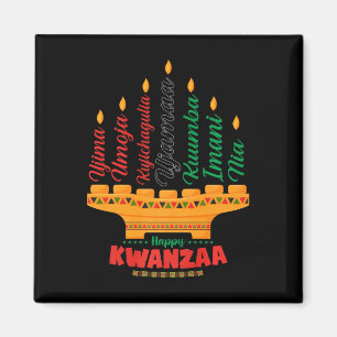 Imán Kinara Siete Velas Principios de Kwanzaa Feliz K